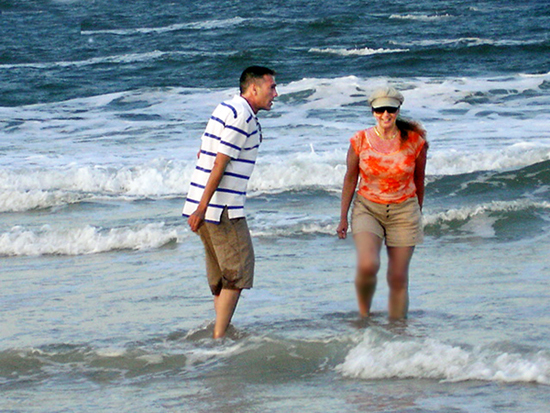 Karen and Brian playing in the Atlantic Ocean